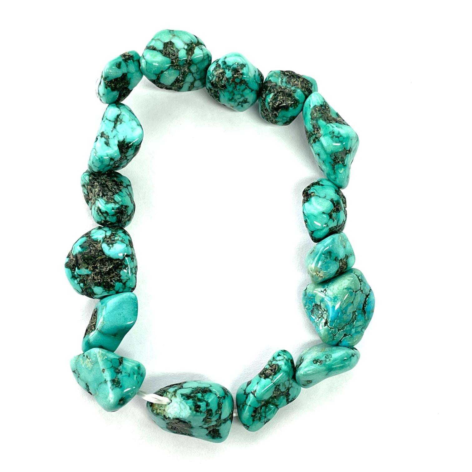 Turquoise Howlite Nugget Bracelet - Dark Turquoise Howlite Nugget Bracelet - Dark